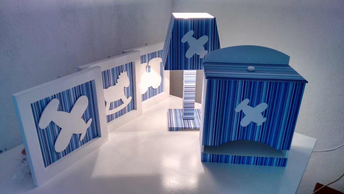 KIT QUARTO DE BEBÊ AZUL LISTRADO