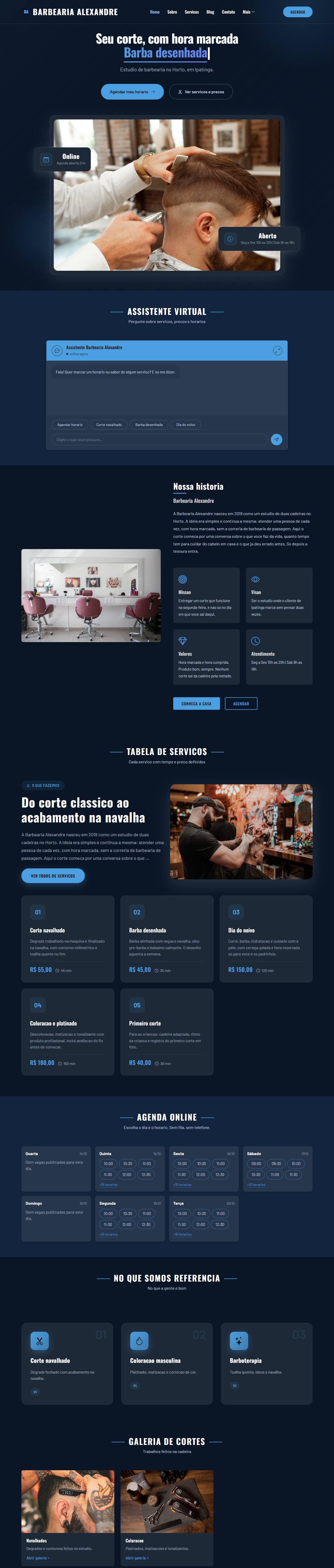 Modelo de site: Barbearia (servicos + agenda online)