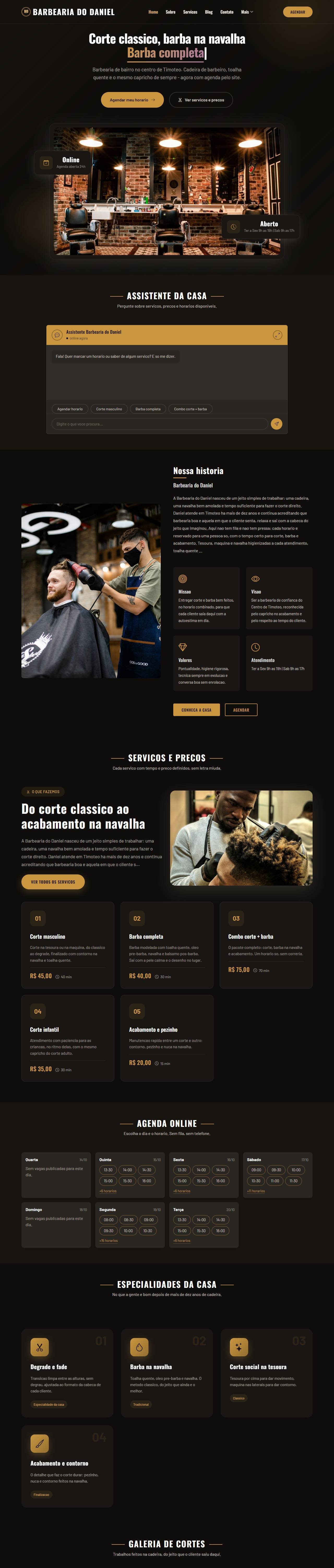 Modelo de site: Barbearia (secoes de texto customizaveis por empresa)