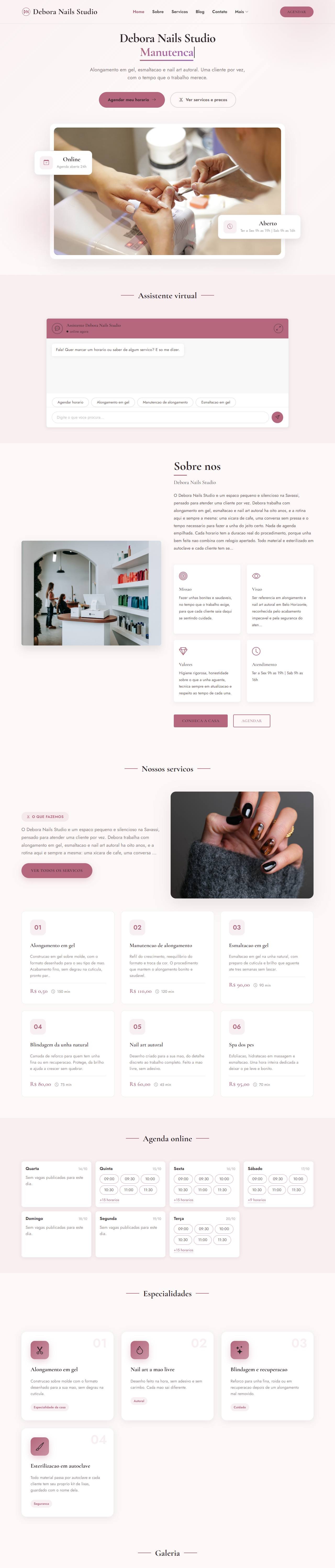 Modelo de site: Estudio de nail design